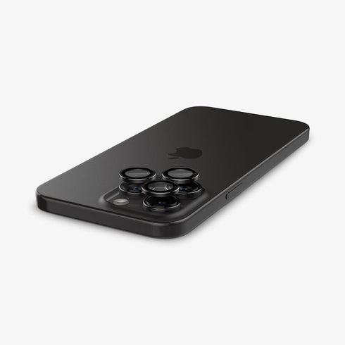 AGL07163 - iPhone 15 Pro / 15 Pro Max Optik Pro Lens Protector in natural titanium showing the device